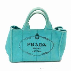 Prada  Aqua Black Canapa Style 2-Way Satchel Cross Body Shoulder Bag